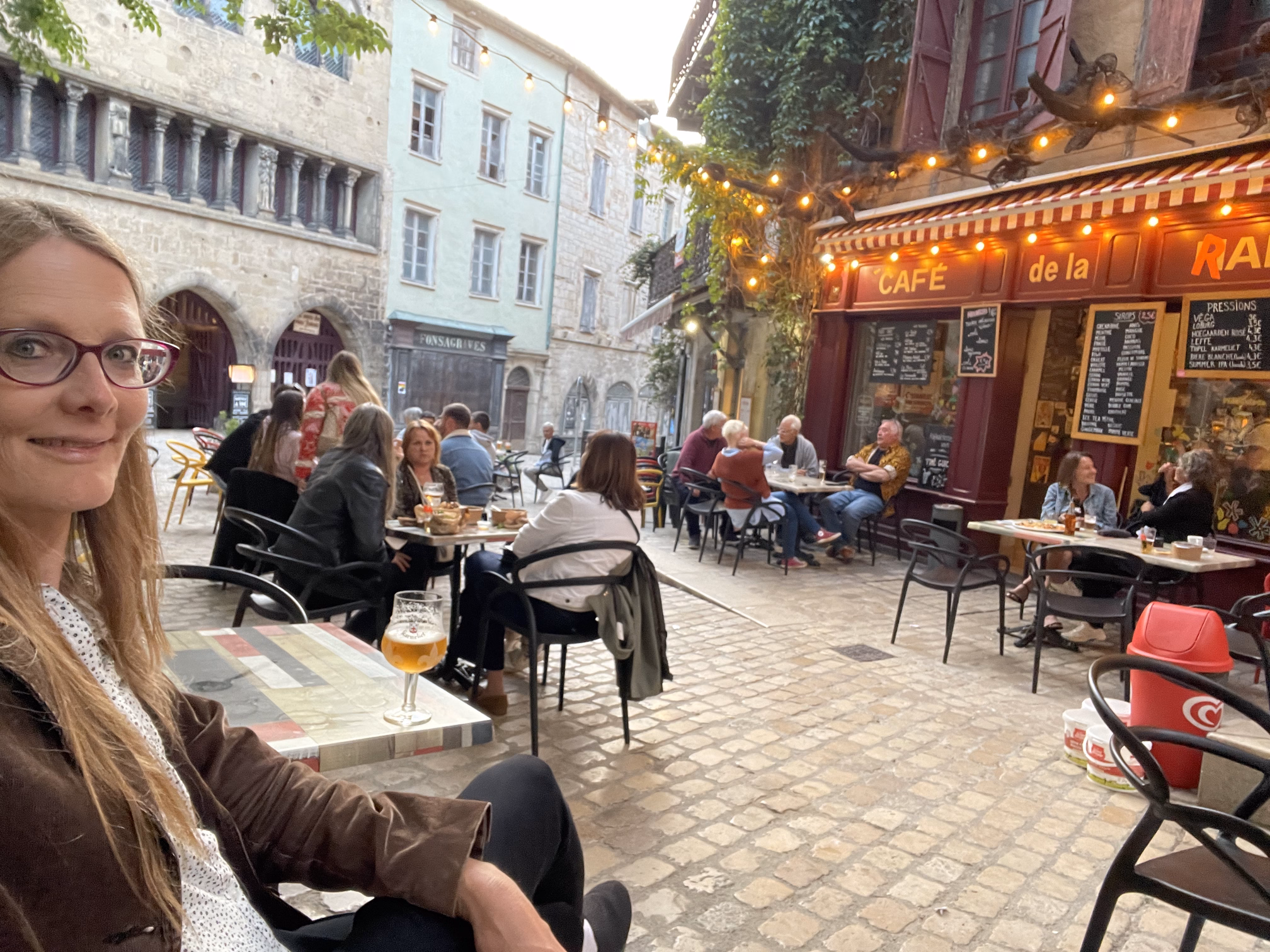 small medieval france town cafe