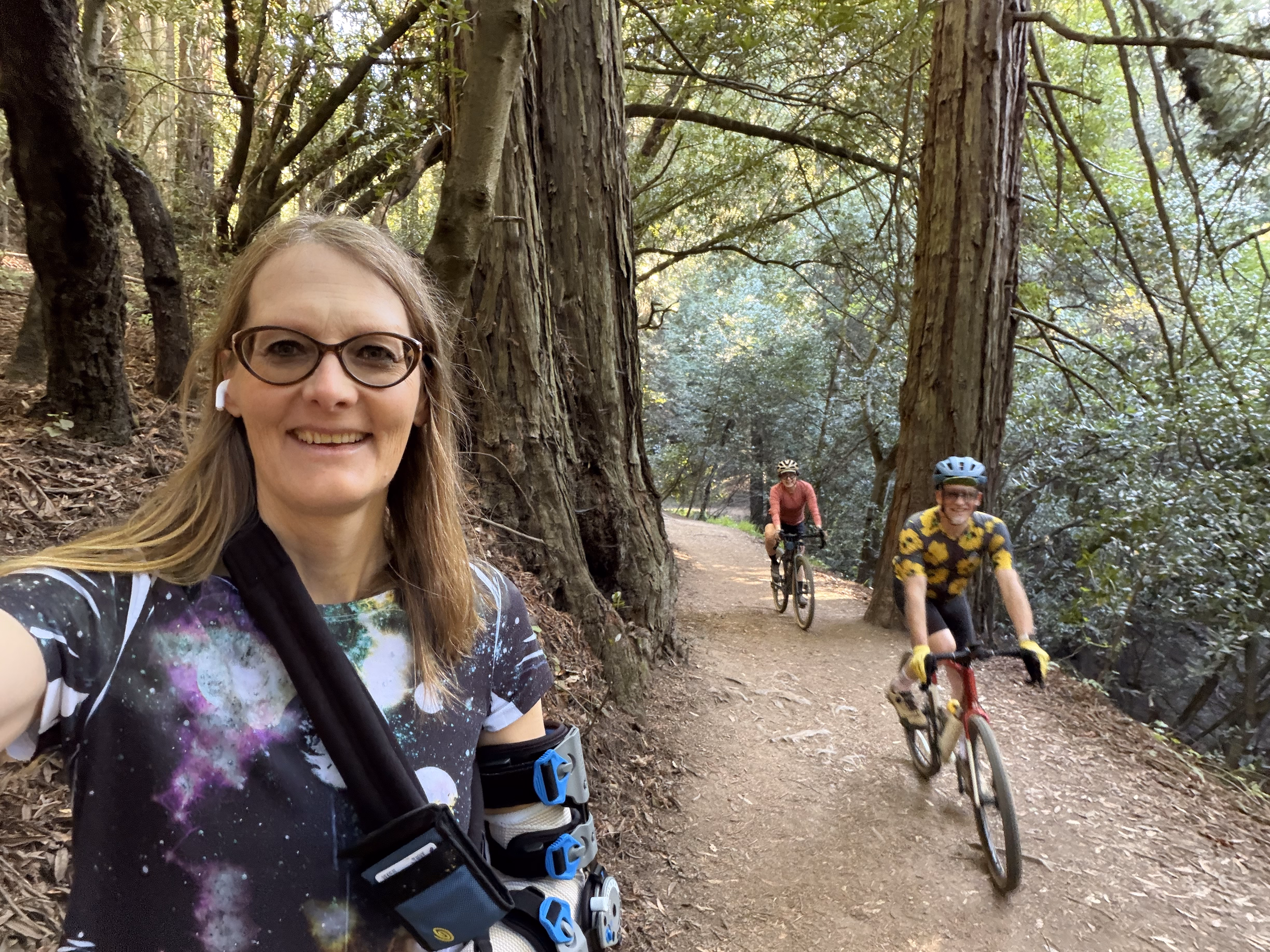 tracey hiking with biking friends