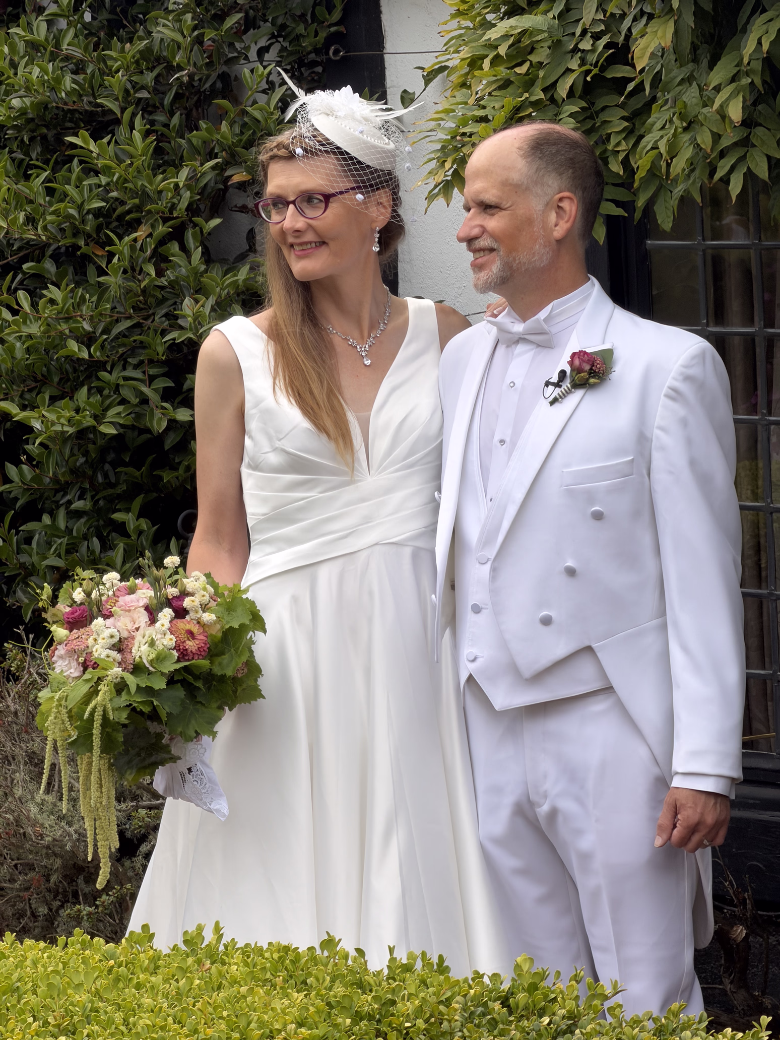 wedding couple side profile