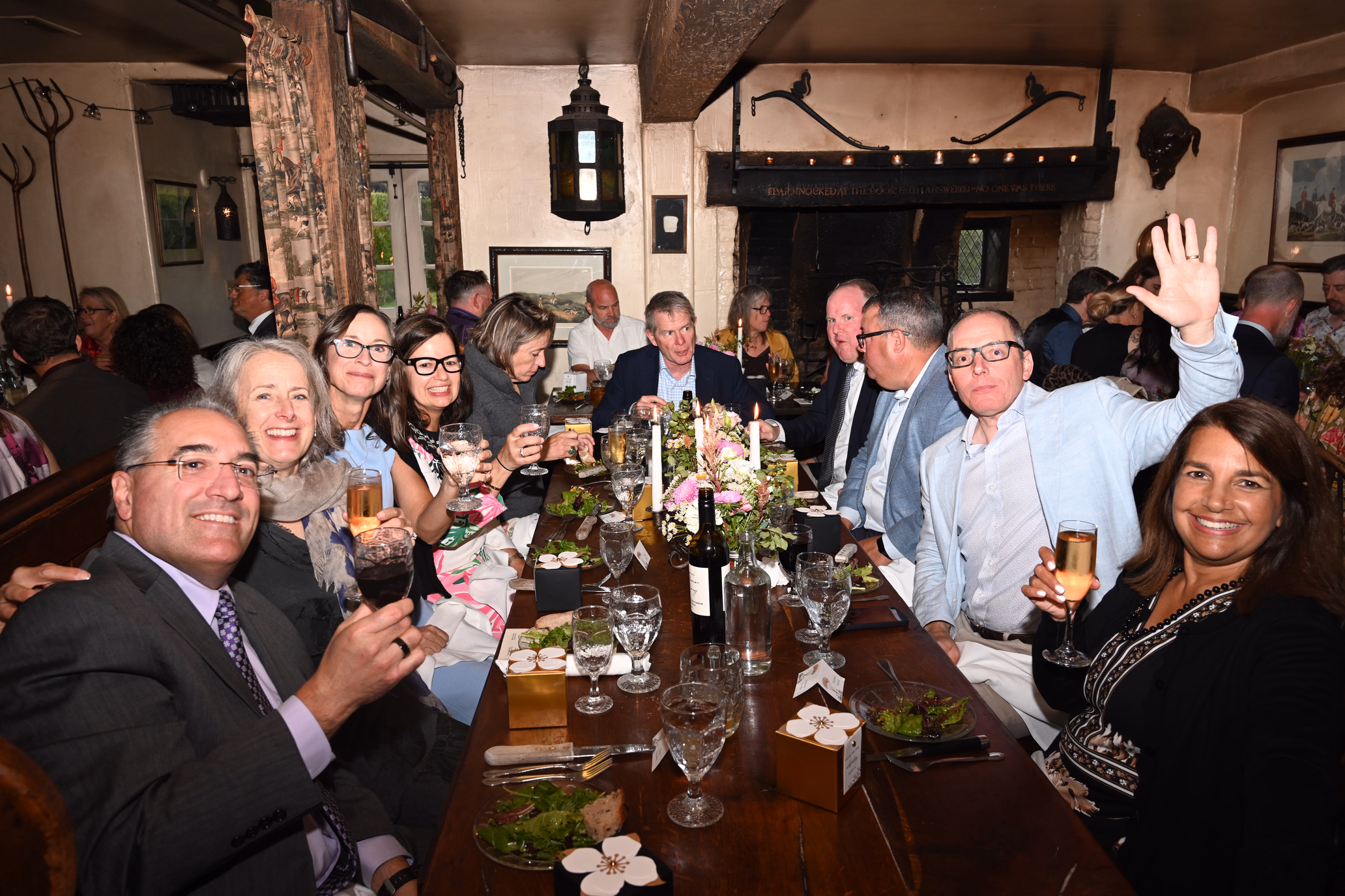wedding guests seated at dinner table